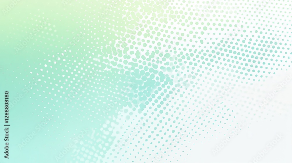 Aufkleber Pastel mint green halftone dots creating a smooth gradient effect with subtle texture and fading tones