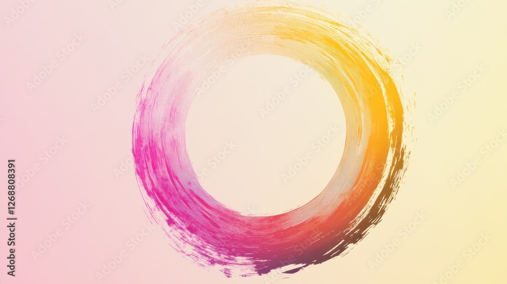 Aufkleber bold negative space composition with colorful circular brushstroke featuring soft gradients and vivi