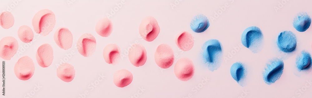 Aufkleber minimalist background featuring soft pink and blue pencil strokes creating a harmonious blend of col