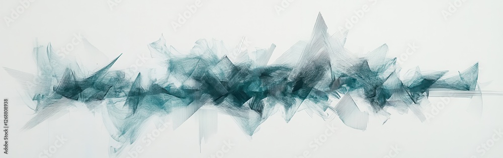 Aufkleber chaotic minimalist pencil strokes create dynamic abstract art in cool tones on a neutral background