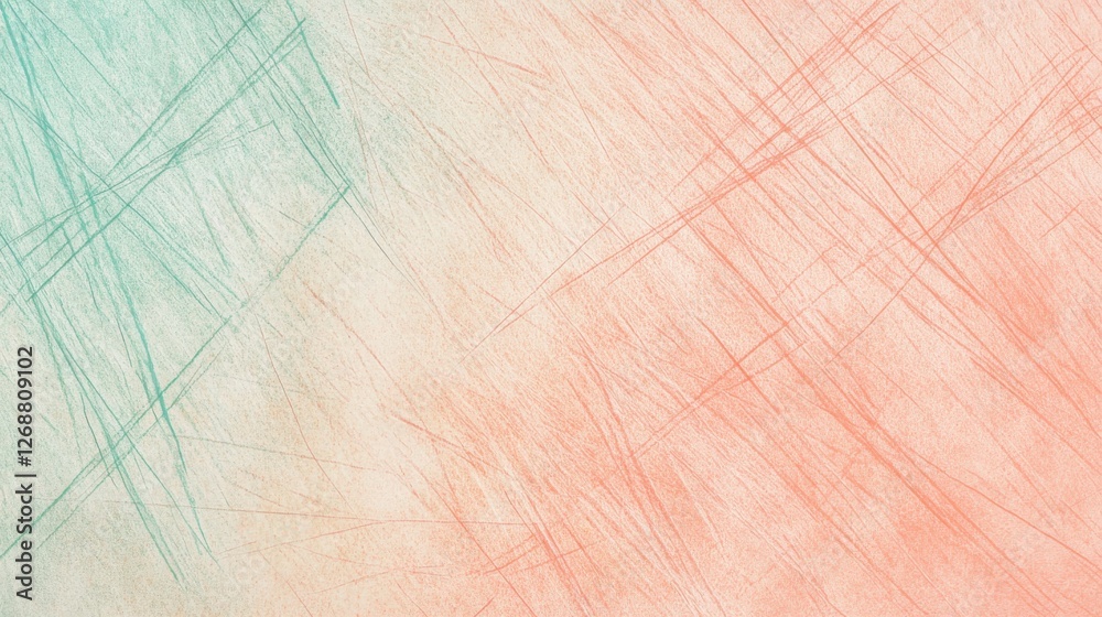 Poster pencil strokes create a minimalist backdrop in soft hues of green and peach, enhancing any creative 
