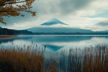Mt. Fuji and Lake Kawaguchiko in autumn, Japan