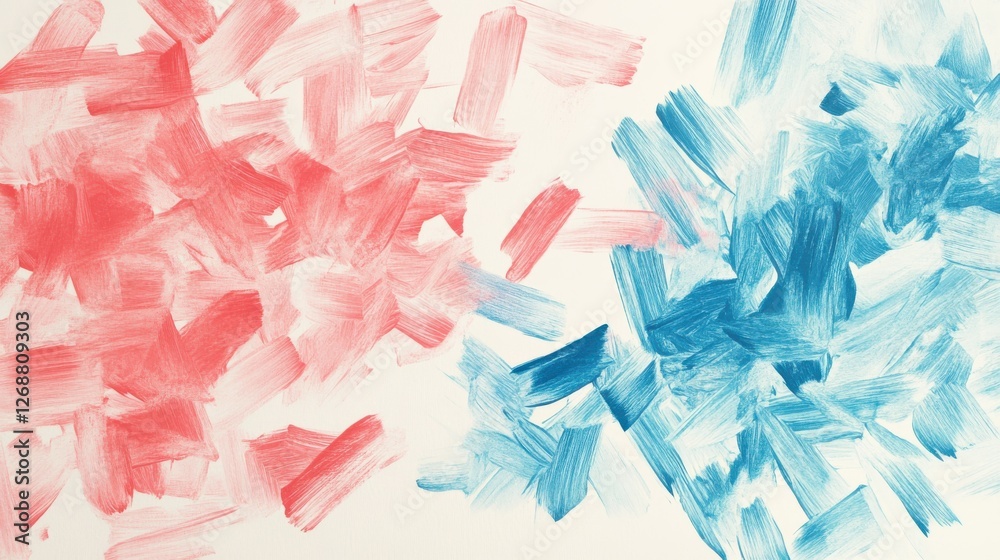 Aufkleber minimalist composition featuring contrasting red and blue pencil strokes on a light background showc