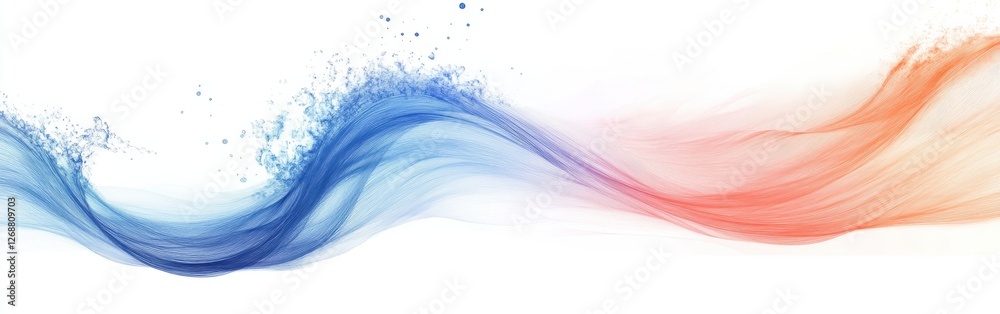 Poster elegant and flowing silhouette of a wave captured in delicate pencil strokes featuring contrasting c
