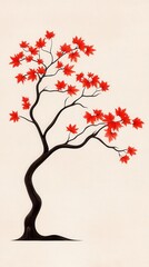 Fototapeta premium Vibrant japanese maple tree with red leaves in a natural outdoor setting during autumn season