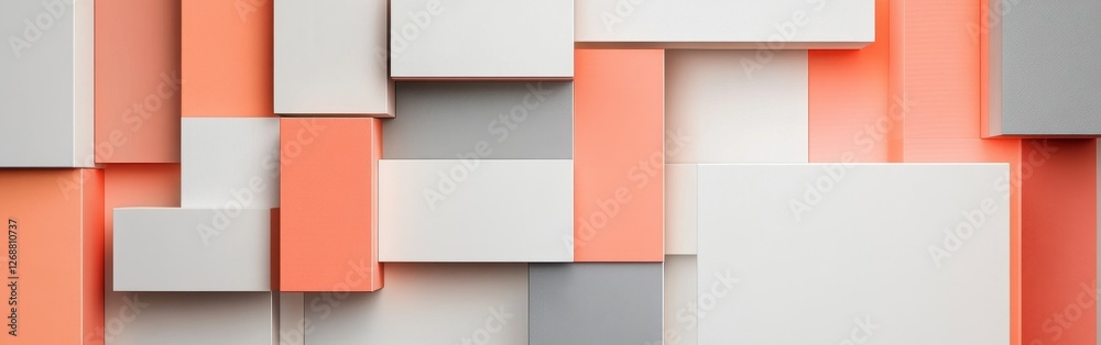 Aufkleber Elegant coral and gray blocks dissolving into a harmonious background of soft textures and colors