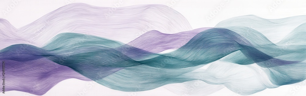 Poster Abstract pencil strokes create wavy patterns in soft hues, showcasing artistic fluidity and motion in contemporary design