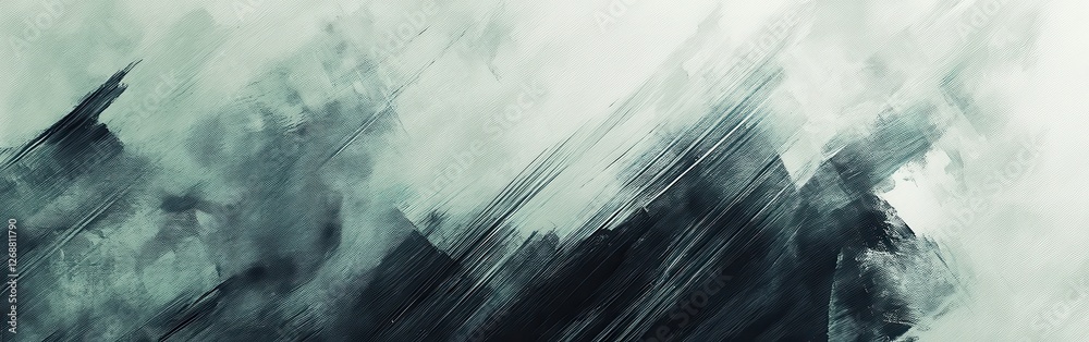 Poster Abstract pencil strokes create chaotic brushstrokes in a minimalist artwork emphasizing movement and emotion