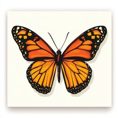 Fototapeta premium Vibrant orange monarch butterfly perched gracefully with intricate wing patterns under soft daylight