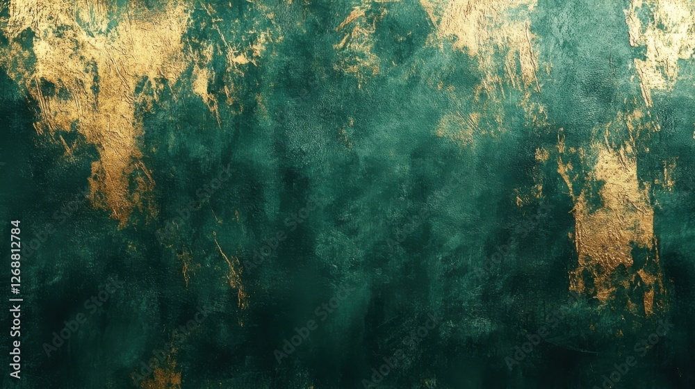 Aufkleber Textured abstract background showcasing deep emerald tones with metallic accents creating a rich visual experience