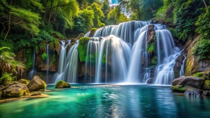 Obraz premium waterfall cascading down into the water, natural wonderland