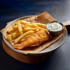 Fish and chips dans une assiette