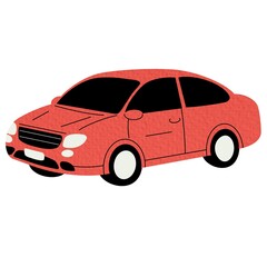 Passenger car, road vehicle. Auto motor engine wheeled transport. Abstract 2-door compact automobile model. Flat vector illustration on white background.
