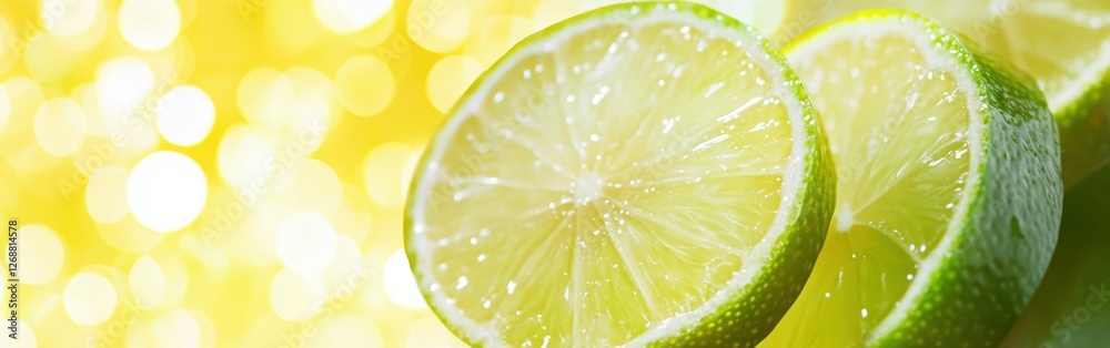 Aufkleber vibrant lime green slices reflect bright yellow light creating a playful and refreshing atmosphere