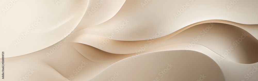 Poster Minimalist design featuring neutral tones and soft, flowing shapes creating a serene atmosphere in a modern space