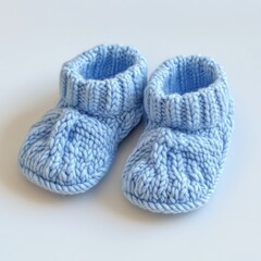 Knitted baby booties in pastel blue perfect for cozy little feet during chilly days