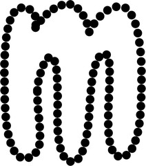 Vector of lowercase letter M in dashed line style. Ideal for kids tracing worksheets, coloring pages, and educational materials.