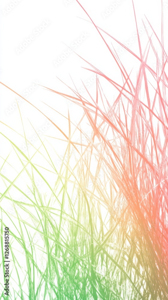 Poster vibrant grass gradient transitioning from lime green to soft pink under a bright sky