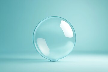 Translucent Sphere on Pastel Blue Background: Minimalist 3D Render