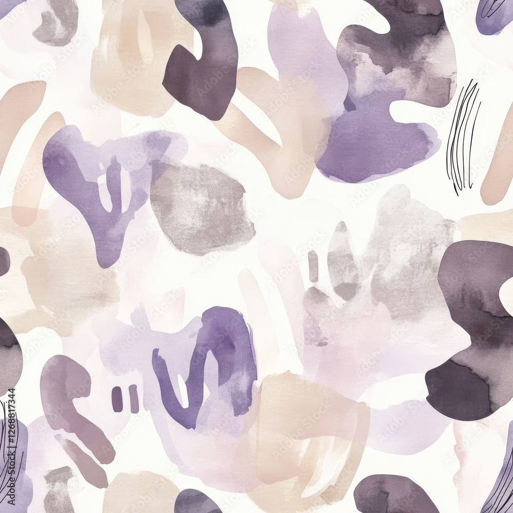 Aufkleber calming doodle art with watercolor patterns in soft lavender and beige tones for relaxation and insp