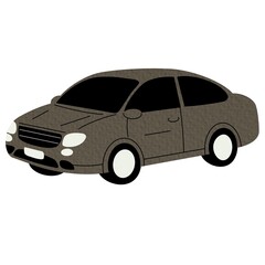 Passenger car, road vehicle. Auto motor engine wheeled transport. Abstract 2-door compact automobile model. Flat vector illustration on white background.
