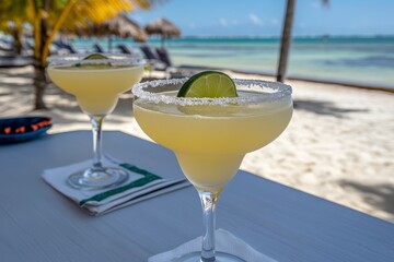 Two Margaritas on a Sunny Beach