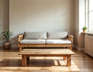 Rustic Interior Mockup, Cozy Modern Rustic Style, Minimalist Home Design, 3D Render