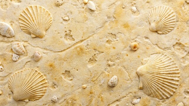 Natural Limestone Slab Background with Shell Imprints - High-Resolution Texture
