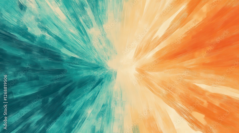 Leinwandbilder pencil strokes create a burst of color radiating outward with hues of blue and orange in a dynamic, 