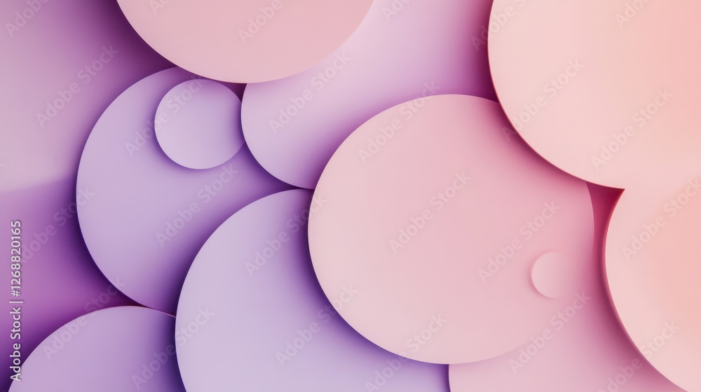 Poster Geometric arrangement of pastel lavender and pink circles creating a soft visual texture for design applications