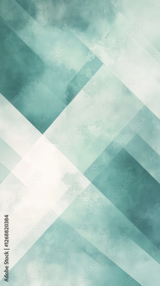 Poster Modern geometric background with intersecting shapes in calming blue and green hues designed for creative projects