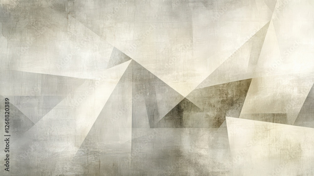 Aufkleber Overlapping geometric layers create a soft visual experience in pale hues and textures suitable for modern design