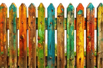 Rustic Old Wooden Fence Isolated on Transparent Background - Perfect for Design Projects