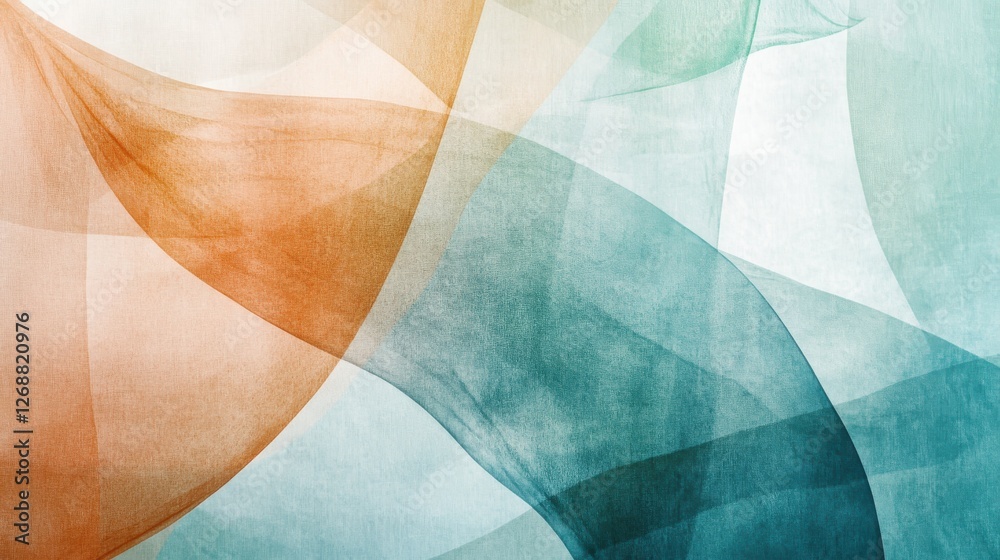 Aufkleber soft flowing pastel fabric waves create a minimalist backdrop in subtle tones of blue and orange