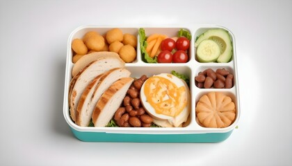 Lunch box with delicious food isolated on a white background