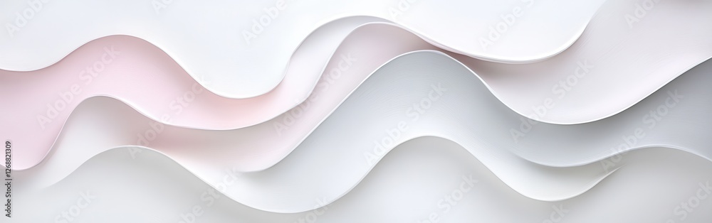 Poster delicate waves of paper softly blending shades of white and pink on a minimalistic background