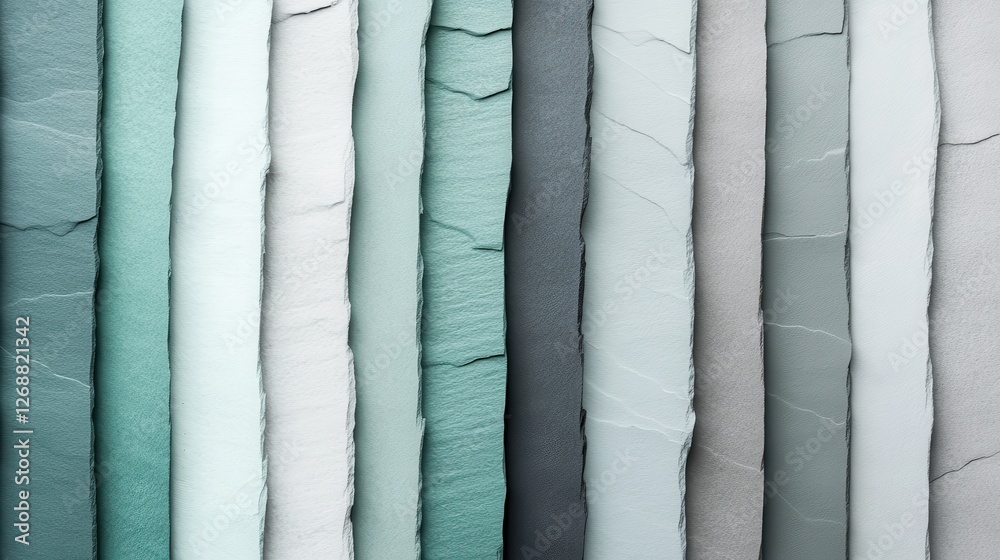 Poster elegant gradient of pencil strokes showcasing textured paper layers in soft hues of green and gray