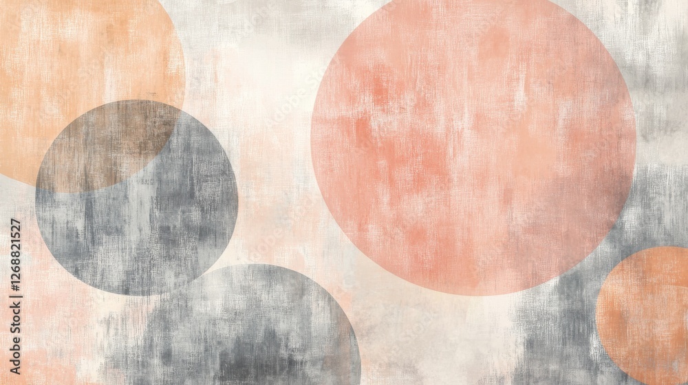 Poster Elegant backdrop of intertwined pencil strokes and circular shapes in soft pastel colors creating a serene atmosphere for creative expression