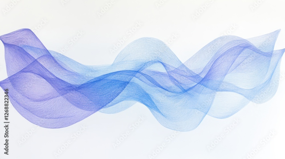 Poster abstract pencil strokes create a misty and flowing design in various shades of pale blue
