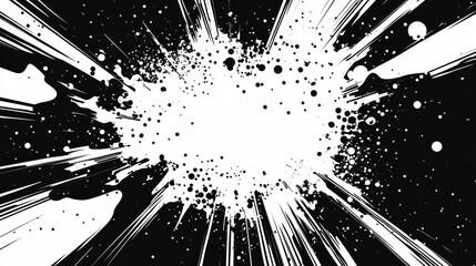 Dynamic Black And White Ink Splash With Energetic Burst Effect Ideal For Poster, Banner, Wallpaper And Presentation Design