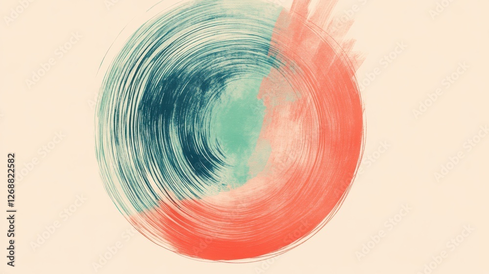 Poster abstract pencil strokes create a captivating circular design featuring vibrant colors and captivatin