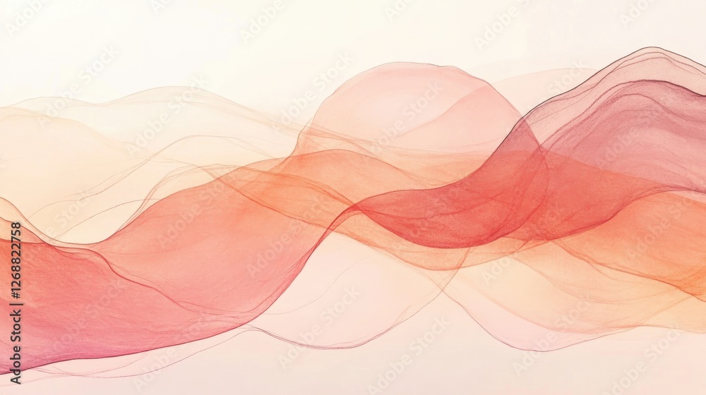 Poster Abstract backdrop featuring delicate pencil strokes in shades of red and peach creating a serene atmosphere