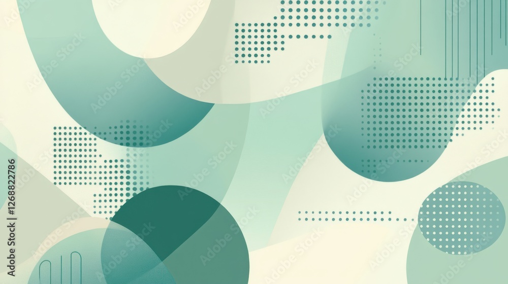 Aufkleber monochromatic abstract pattern in muted mint with geometric shapes and textures creates a serene atm