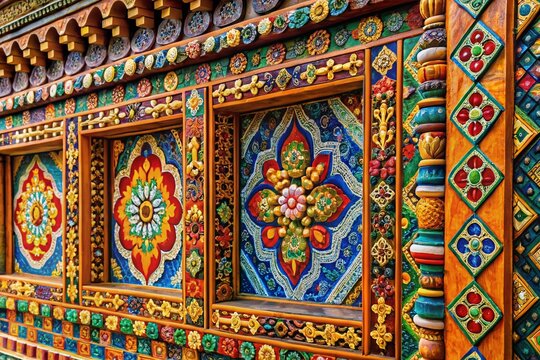 Bhutanese Kira Fabric Patterns: Elegant Background with Copy Space for Text or Design