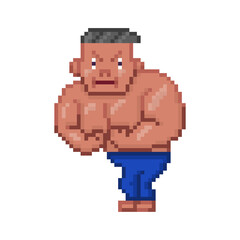 Pixel illustration of a body builder