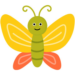 Hand drawn butterfly cartoon illustration 