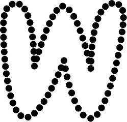 Vector of lowercase letter W in dashed line style. Ideal for kids tracing worksheets, coloring pages, and educational materials.