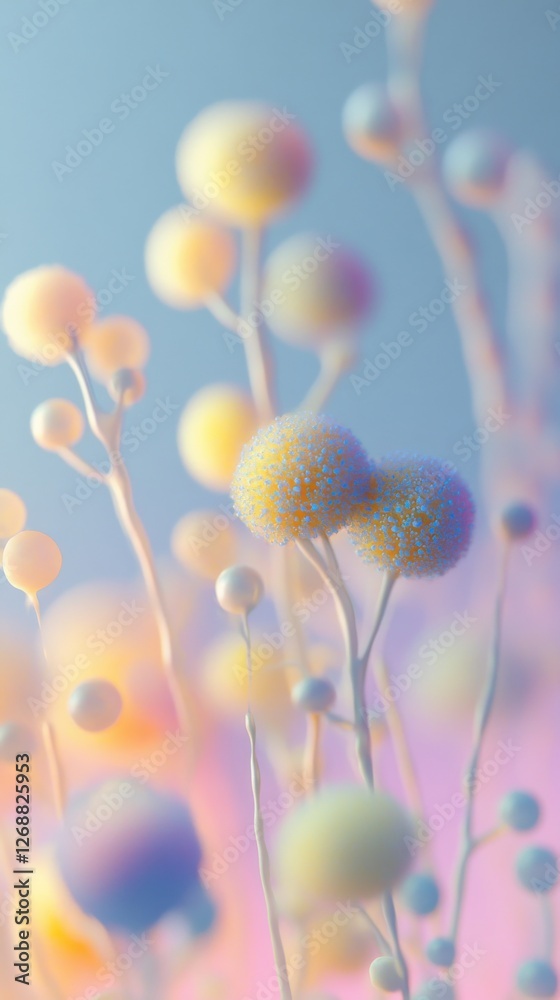 Poster pale bokeh-inspired visual featuring delicate spheres and soft hues in an enchanting display of colo