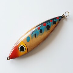 Polished wooden fishing lure with vibrant colors designed for anglers seeking effective bait