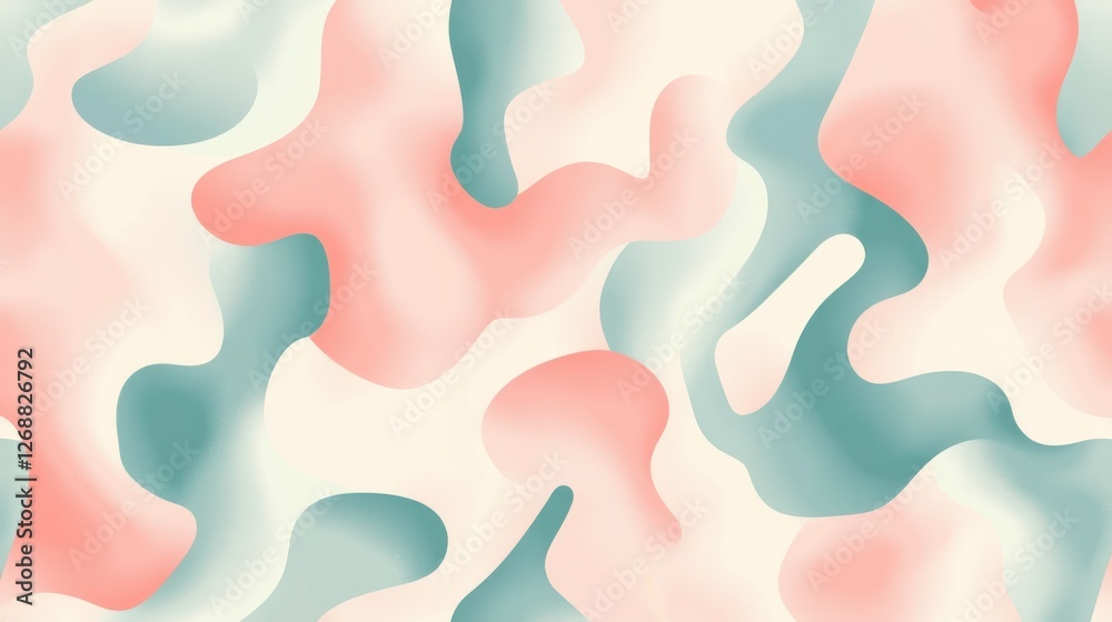 Poster Abstract pastel pattern with flowing shapes in soft hues conveying a tranquil atmosphere and modern artistic expression
